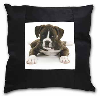 Boxer Dog Black Satin Feel Scatter Cushion