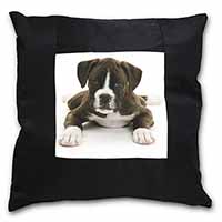 Boxer Dog Black Satin Feel Scatter Cushion