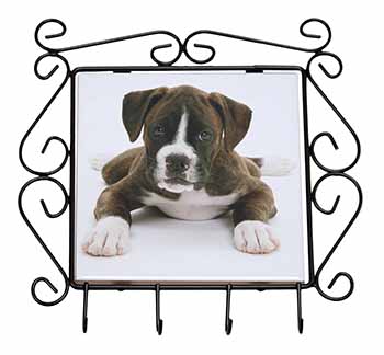 Boxer Dog Wrought Iron Key Holder Hooks