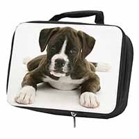 Boxer Dog Black Insulated School Lunch Box/Picnic Bag