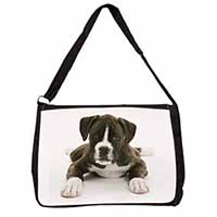 Boxer Dog Large Black Laptop Shoulder Bag School/College