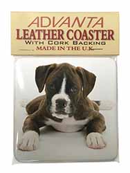 Boxer Dog Single Leather Photo Coaster