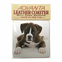 Boxer Dog Single Leather Photo Coaster