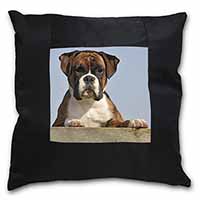 Boxer Dog Black Satin Feel Scatter Cushion