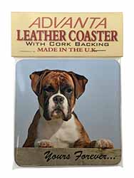 Boxer Dog "Yours Forever..." Single Leather Photo Coaster