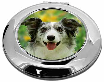 Blue Merle Border Collie Make-Up Round Compact Mirror