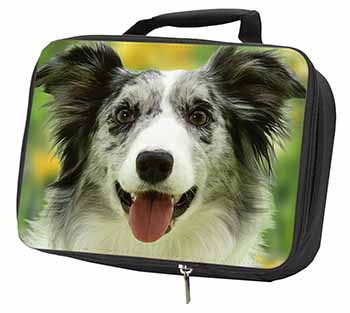 Blue Merle Border Collie Black Insulated School Lunch Box/Picnic Bag