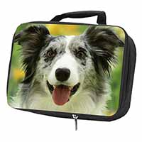 Blue Merle Border Collie Black Insulated School Lunch Box/Picnic Bag