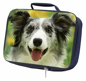 Blue Merle Border Collie Navy Insulated School Lunch Box/Picnic Bag
