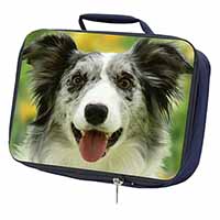 Blue Merle Border Collie Navy Insulated School Lunch Box/Picnic Bag