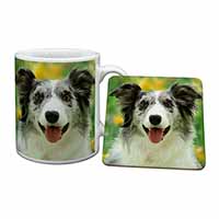 Blue Merle Border Collie Mug and Coaster Set