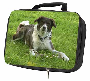 Liver and white Border Collie Dog Black Insulated School Lunch Box/Picnic Bag