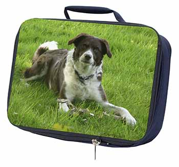 Liver and white Border Collie Dog Navy Insulated School Lunch Box/Picnic Bag