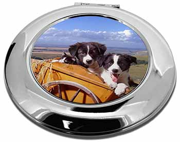 Border Collie Puppies Make-Up Round Compact Mirror