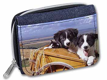 Border Collie Puppies Unisex Denim Purse Wallet