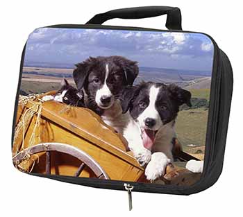 Border Collie Puppies Black Insulated School Lunch Box/Picnic Bag