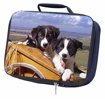 Border Collie Puppies Navy Insulated School Lunch Box/Picnic Bag