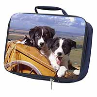 Border Collie Puppies Navy Insulated School Lunch Box/Picnic Bag