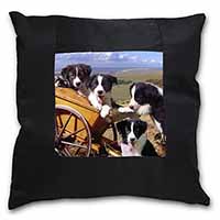 Border Collie Black Satin Feel Scatter Cushion