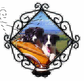 Border Collie Wrought Iron Wall Art Candle Holder