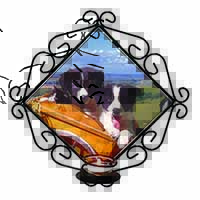 Border Collie Wrought Iron Wall Art Candle Holder