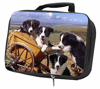 Border Collie Black Insulated School Lunch Box/Picnic Bag