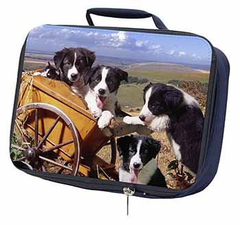 Border Collie Navy Insulated School Lunch Box/Picnic Bag