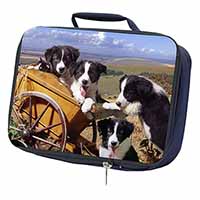 Border Collie Navy Insulated School Lunch Box/Picnic Bag