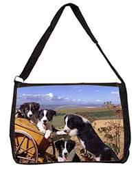 Border Collie Large Black Laptop Shoulder Bag School/College