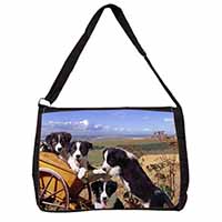 Border Collie Large Black Laptop Shoulder Bag School/College