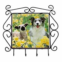 Border Collie Dog and Lamb Wrought Iron Key Holder Hooks