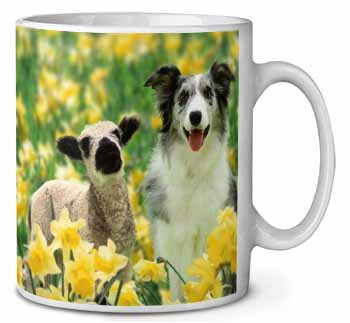 Border Collie Dog and Lamb Ceramic 10oz Coffee Mug/Tea Cup