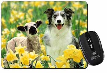 Border Collie Dog and Lamb Computer Mouse Mat