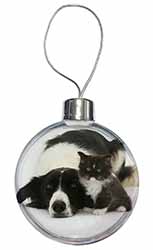 Border Collie and Kitten Christmas Bauble