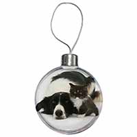 Border Collie and Kitten Christmas Bauble