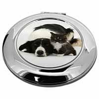 Border Collie and Kitten Make-Up Round Compact Mirror