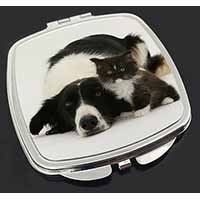 Border Collie and Kitten Make-Up Compact Mirror