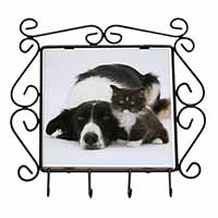 Border Collie and Kitten Wrought Iron Key Holder Hooks