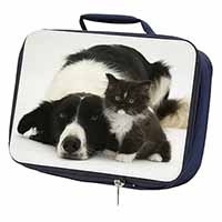 Border Collie and Kitten Navy Insulated School Lunch Box/Picnic Bag