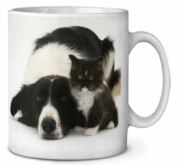 Border Collie and Kitten Ceramic Coffee Mug/Tea Cup