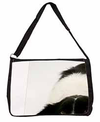 Border Collie and Kitten Large Black Laptop Shoulder Bag School/College