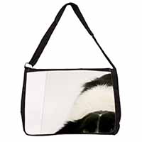 Border Collie and Kitten Large Black Laptop Shoulder Bag School/College