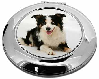 Tri-Colour Border Collie Dog Make-Up Round Compact Mirror