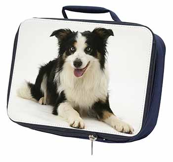 Tri-Colour Border Collie Dog Navy Insulated School Lunch Box/Picnic Bag