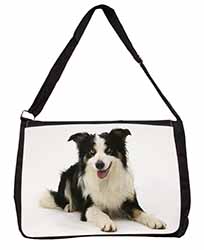 Tri-Colour Border Collie Dog Large Black Laptop Shoulder Bag School/College
