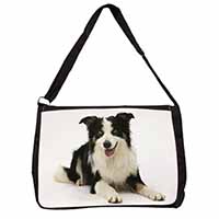 Tri-Colour Border Collie Dog Large Black Laptop Shoulder Bag School/College