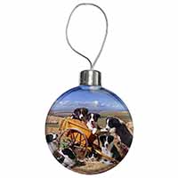 Border Collie in Wheelbarrow Christmas Bauble