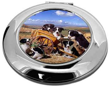 Border Collie in Wheelbarrow Make-Up Round Compact Mirror