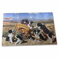 Large Glass Cutting Chopping Board Border Collie in Wheelbarrow