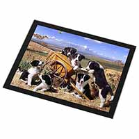 Border Collie in Wheelbarrow Black Rim High Quality Glass Placemat